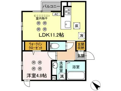 SHINYA BLDG.V(1LDK/1階)の間取り写真