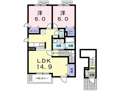 アルコバレーノIII(2LDK/2階)の間取り写真