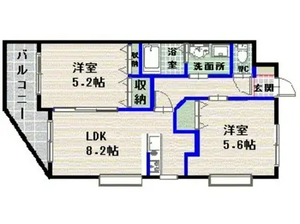 ソラーレ城南(2LDK/6階)の間取り写真