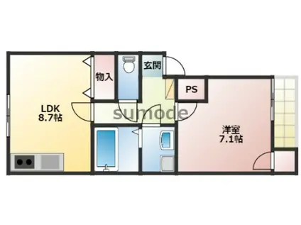 星見レスガス(1LDK/3階)の間取り写真