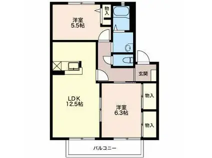 ハイツかすみ(2LDK/2階)の間取り写真