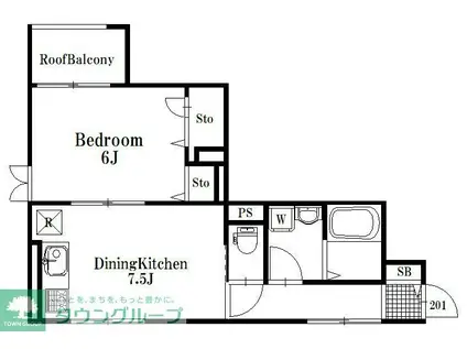 ミーシグ(1DK/2階)の間取り写真