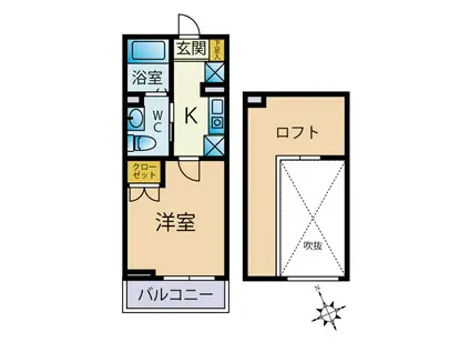 セリオ海神(1K/2階)の間取り写真