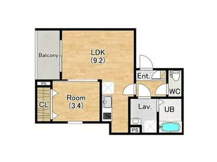 ジーメゾン清須ゼニエス(1LDK/1階)の間取り写真