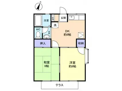 ウィステリア志津(2DK/1階)の間取り写真