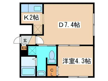 TAKARA ノース DUO(1DK/3階)の間取り写真