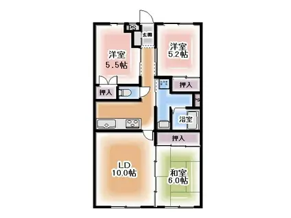 バルモアール(3LDK/1階)の間取り写真