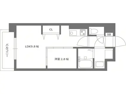 グランフェイス神水(1LDK/3階)の間取り写真