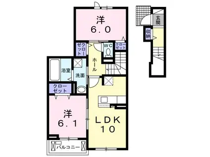 モンテ ソプラ ドゥーエ(2LDK/2階)の間取り写真