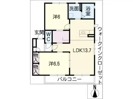 クレセオ大正A(2LDK/1階)の間取り写真