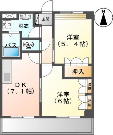 グランディールみやざき(2DK/2階)の間取り写真