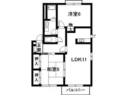 アネックス緑丘III(2LDK/2階)の間取り写真