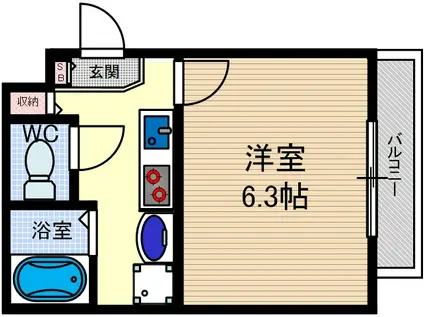 カーサイヌミティーレ(1K/3階)の間取り写真