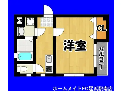 リベルタ美咲が丘(1K/2階)の間取り写真