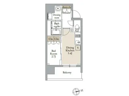 ドゥーエ仙台イーストIII(1DK/7階)の間取り写真