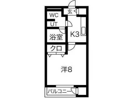 ジークレフ王子(1K/4階)の間取り写真