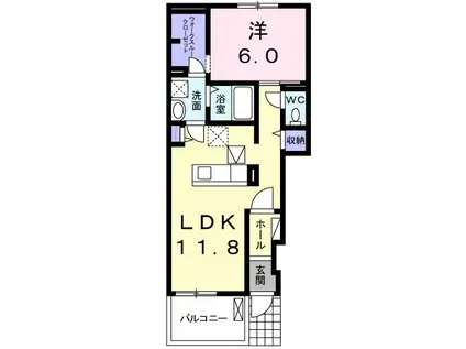 パルタージュ(1LDK/1階)の間取り写真