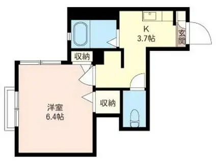 アルファンスコート(1K/2階)の間取り写真