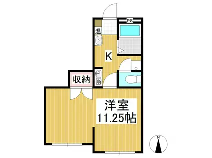 レジデンス国分(1K/2階)の間取り写真