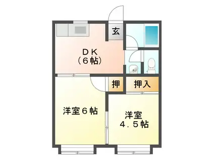 潮見が丘ハイツ(2DK/1階)の間取り写真