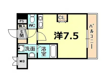 コンセール上ヶ原(1K/2階)の間取り写真