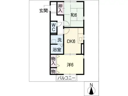 クイント若園(2DK/1階)の間取り写真