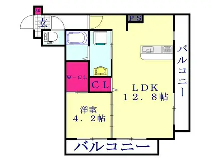 マリア クレール 916456(1LDK/1階)の間取り写真