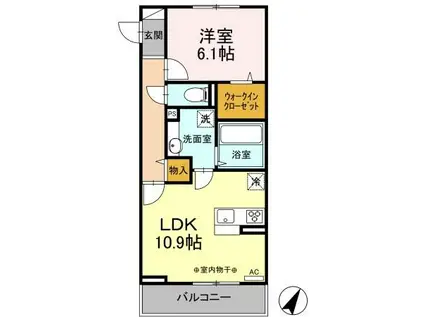 ARCOBALENO(1LDK/3階)の間取り写真
