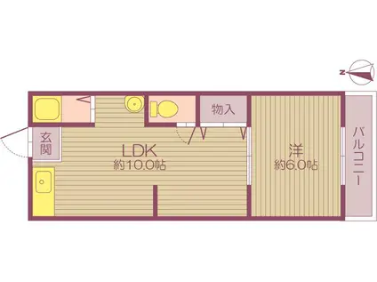 アオイハイツ(1LDK/2階)の間取り写真