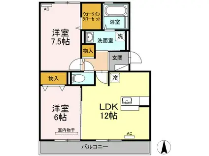 ヴィータ フェリーチェ(2LDK/3階)の間取り写真