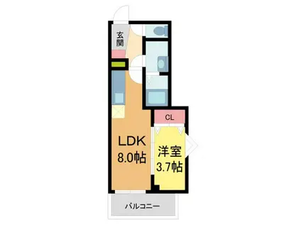 シエーナ川西中央3(1LDK/1階)の間取り写真