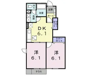 グレイスフルM III(2DK/1階)の間取り写真