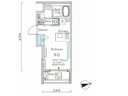 カーサスプレンディッド麻布十番(ワンルーム/3階)の間取り写真