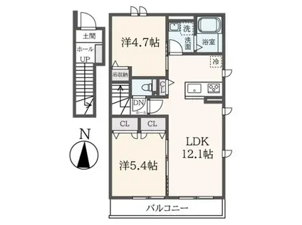 プランタン荻野(2LDK/1階)の間取り写真