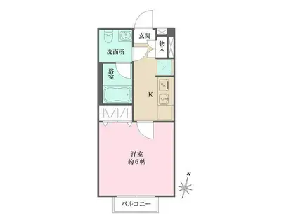 サウス GARDEN(1K/1階)の間取り写真