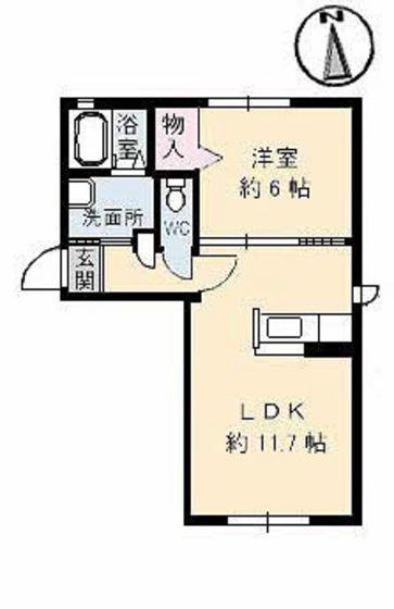 ラ・パルテール新屋敷 I(1LDK/1階)の間取り写真