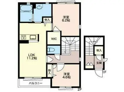 アンビエラA(2LDK/2階)の間取り写真