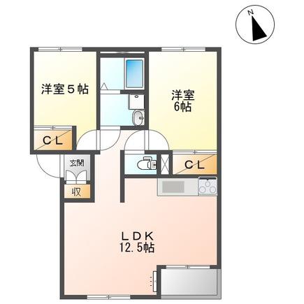 グレイス(2LDK/1階)の間取り写真