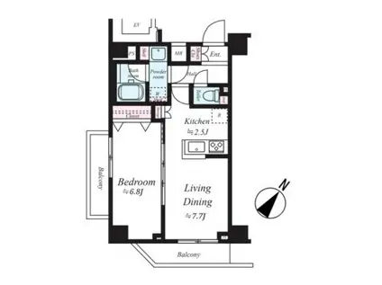 アルテシモレーヴ(1LDK/6階)の間取り写真