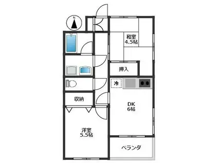 レジデンス扇(2DK/2階)の間取り写真