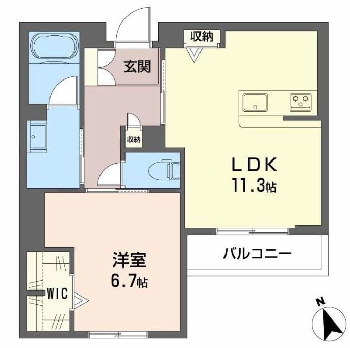 シャーメゾン 木の実(1LDK/2階)の間取り写真