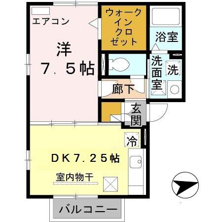 ヴィヴレ堀川(1DK/1階)の間取り写真
