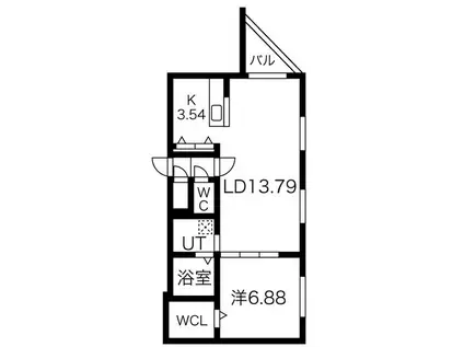 シャトーライフ中島公園1(1LDK/3階)の間取り写真