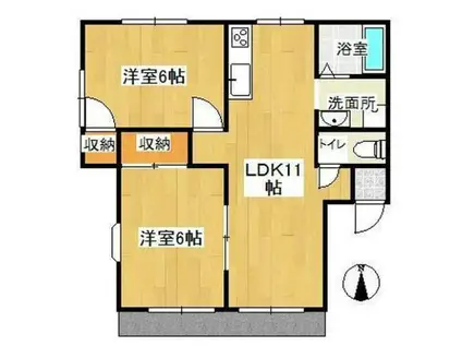 グリーンハイツ福島D棟 107(2LDK/1階)の間取り写真