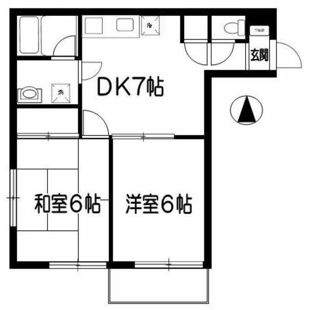 武蔵ハイツI(2DK/2階)の間取り写真
