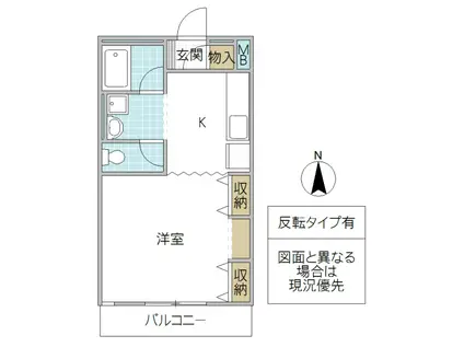 ブライトテラス(1K/1階)の間取り写真