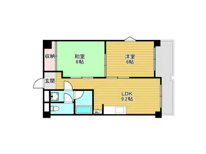 ハイツ北之防(2LDK/4階)の間取り写真
