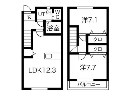 フォレストI(2LDK/1階)の間取り写真