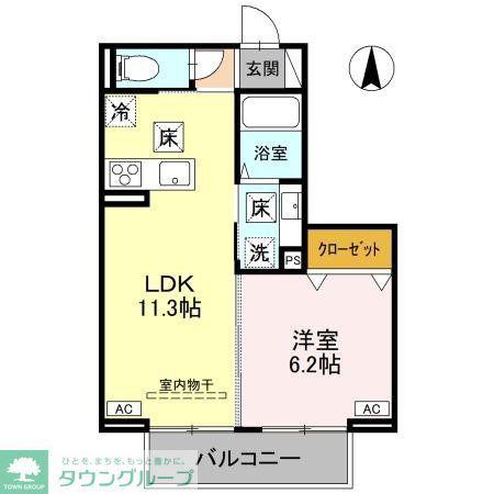 ノーブルラフィネ土呂町(1LDK/1階)の間取り写真