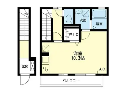 ROSEWINDばらの風(ワンルーム/2階)の間取り写真